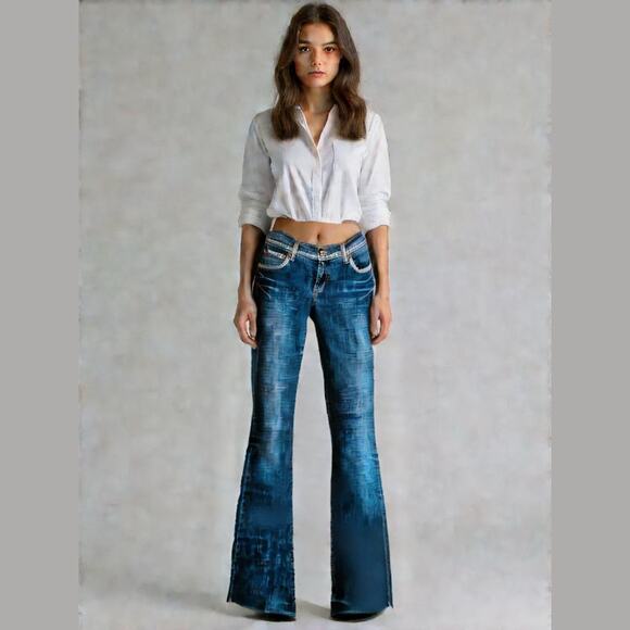 COLLINS Flare Zoe 760 Stretch Low Rise Blue Denim Jeans Size 27 - Picture 1 of 16